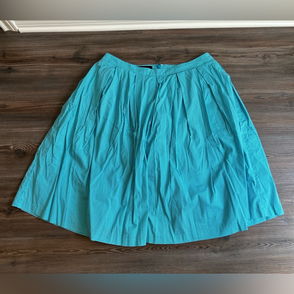 Talbots Aqua Polka Dot Pleated Skirt